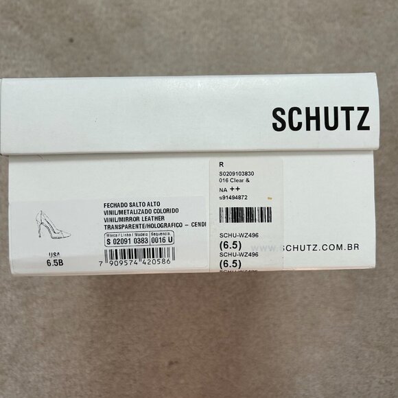 Schutz Holographic Vinyl Mirror Leather Pumps – Transparent Iridescent Heels, Si - Picture 3 of 5